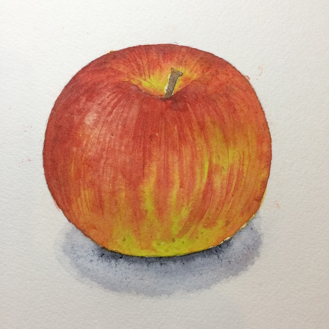 りんご2 うさおの絵 イラスト クレヨン 水彩画